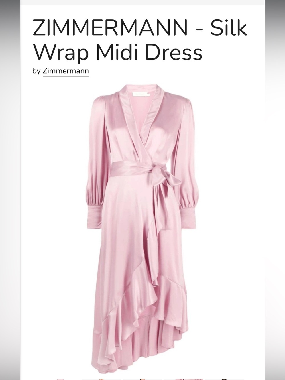 Zimmermann Silk Wrap Midi Dress  - NWStoreTag - AU1 / US6